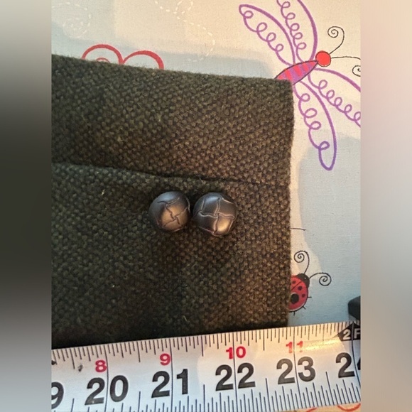 Laura Jefferies 90s Dark Hunter Green Wool Blend Suede Collar Blazer M - Picture 9 of 11